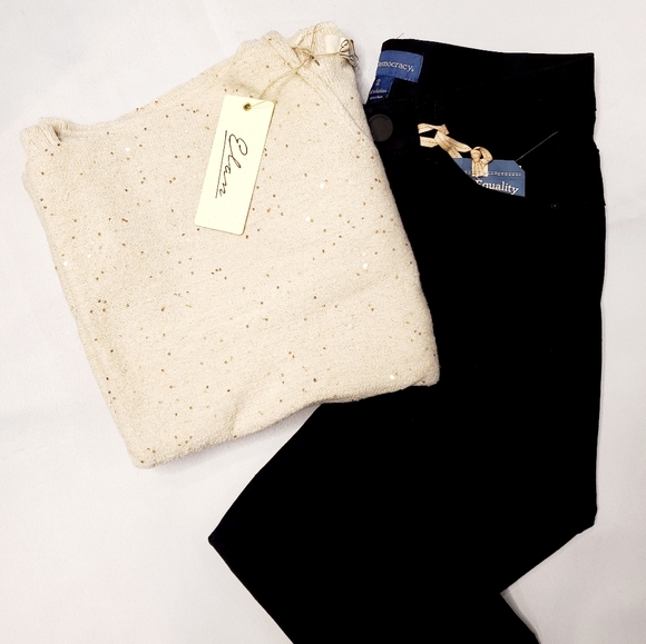 2 left! NWT Elan Born to Shine Sparkle Hood Sequin Sweater - Picture 2 of 8